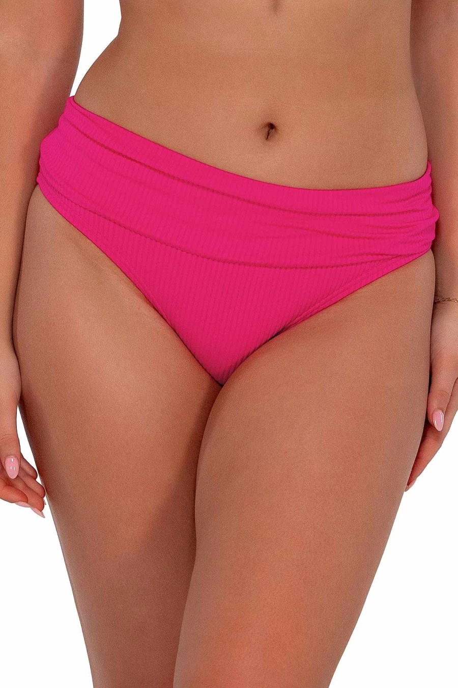 Alpine Butterfly Swim Women's Sunsets Begonia Sandbar Rib High-Waisted Bikini Bottom