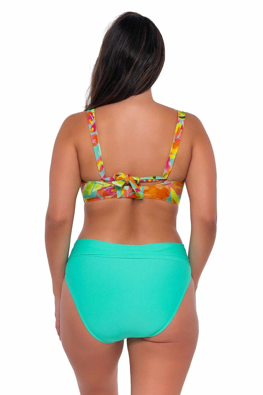 Alpine Butterfly Swim Women's Vienna V-Wire Bikini Top - Lush Luau Sunset Print
