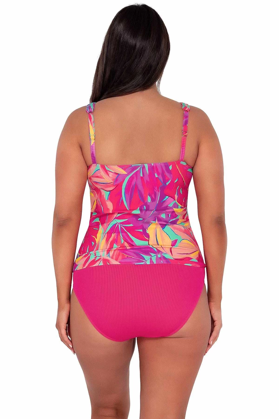 "Alpine Butterfly Swim Women's Emerson Tankini Top - Sunset Escape Oasis Sandbar Rib Design"