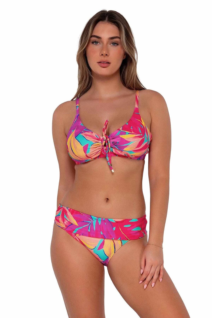 Alpine Butterfly Swim Women's Sunset Oasis Sandbar Rib High-Waisted Bikini Bottoms
