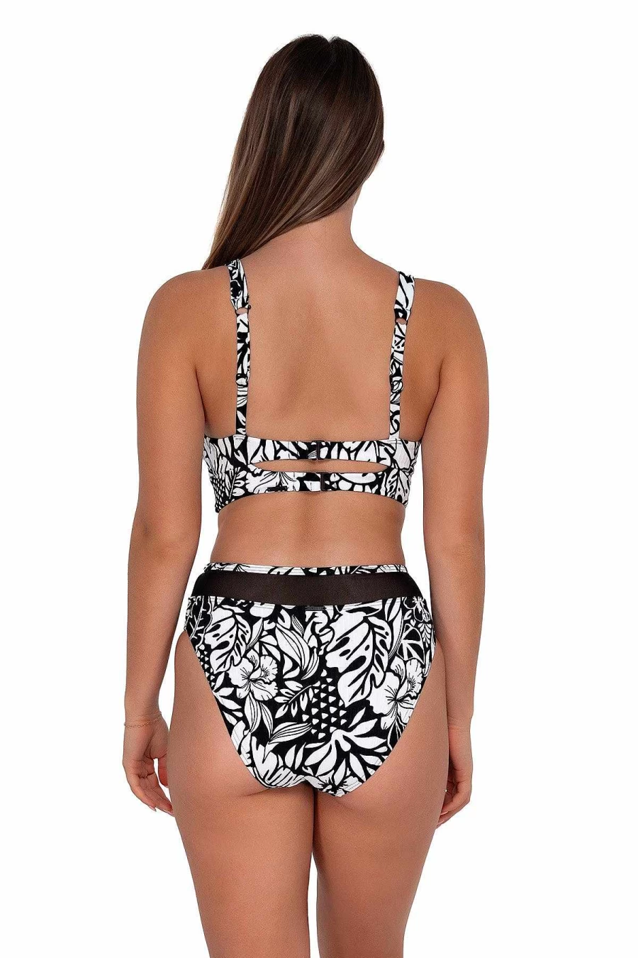 Alpine Butterfly Swim Women's Danica Top - Caribbean Seagrass Texture Sunset Design