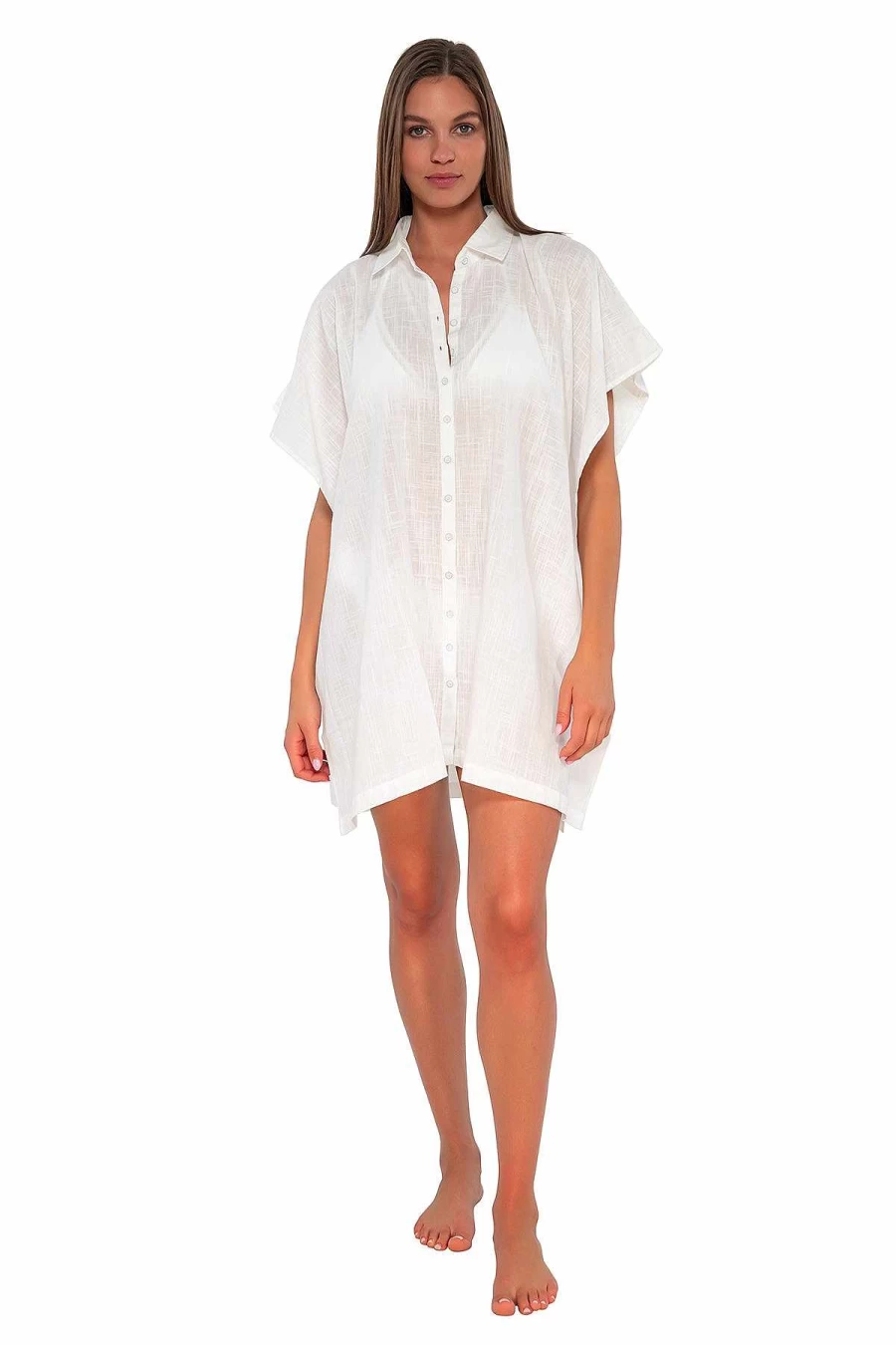 Alpine Butterfly Swim Women's White Lily Shore Thing Tunic - Flowy Sunset Beach Top