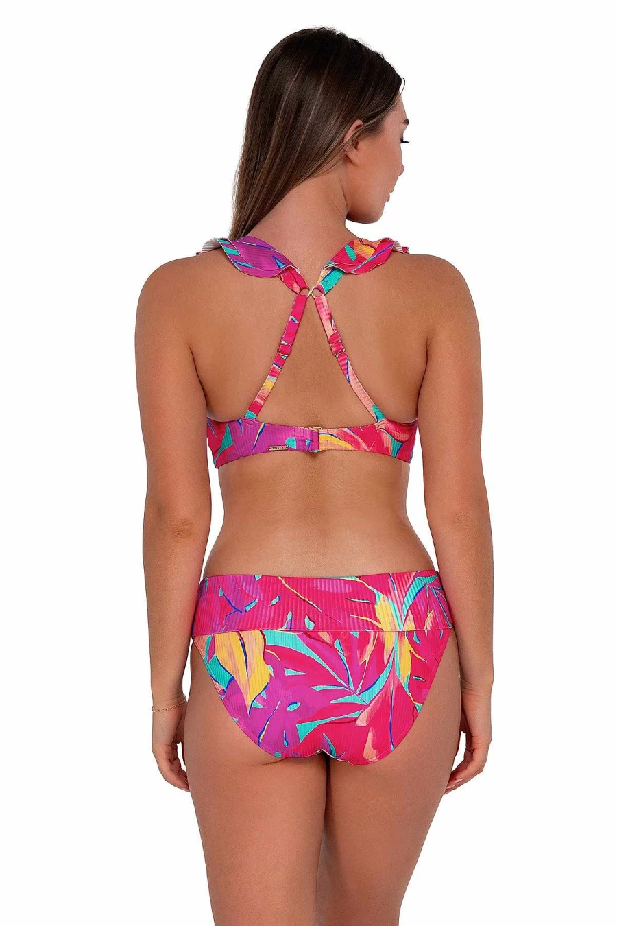 Alpine Butterfly Swim Women's High Waist Hannah Bottom - Sunsets Oasis Sandbar Rib Bikini