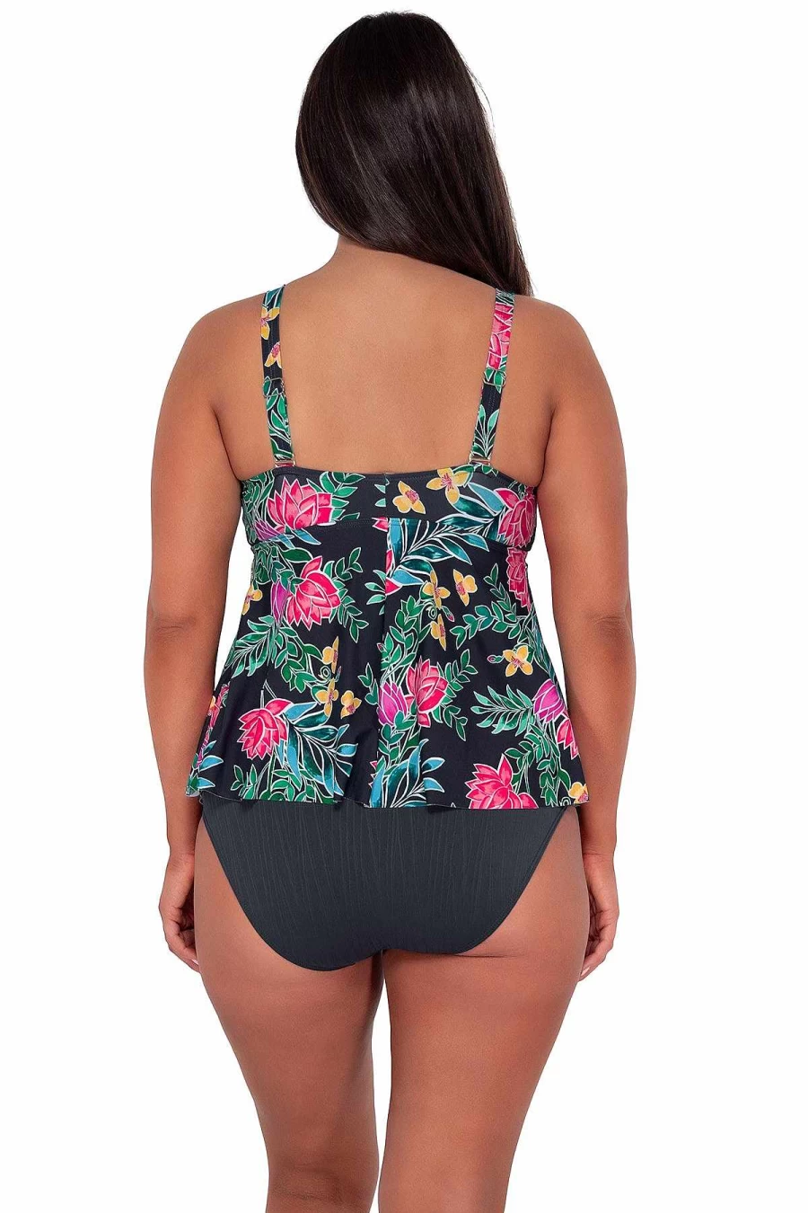 "Alpine Butterfly Swim Women's Twilight Blooms Marin Tankini Top - Sunset Escape Design"