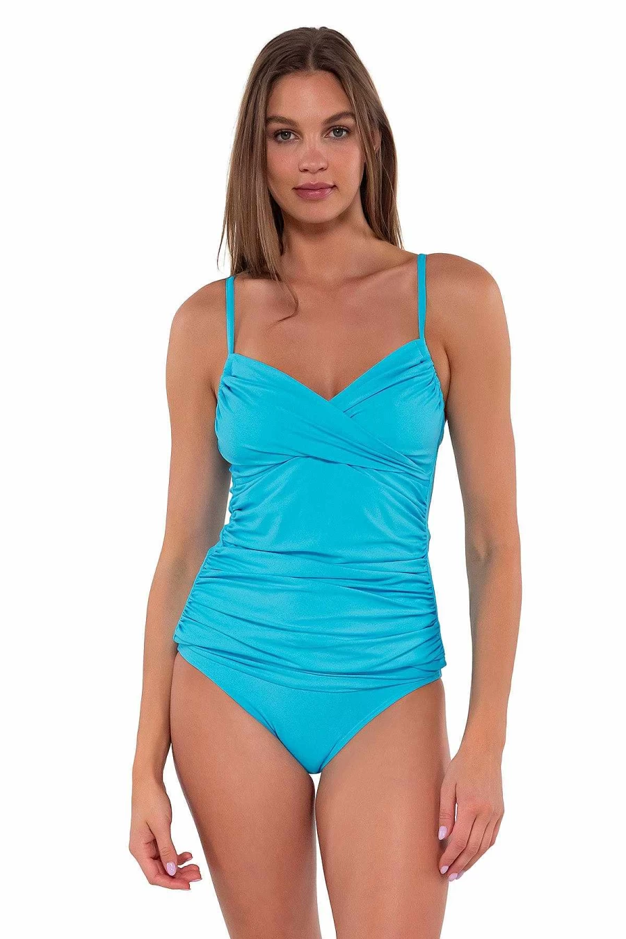 "Alpine Butterfly Swim Women's Blue Bliss Simone Tankini Top for Sunset Beachwear"