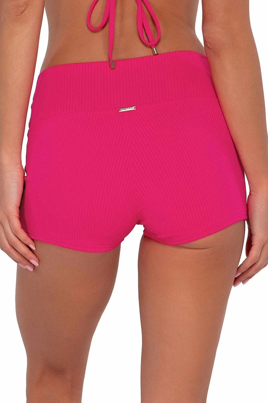 Alpine Butterfly Swim Women's Kinsley High-Waisted Sunset Begonia Sandbar Ribbed Swim Shorts