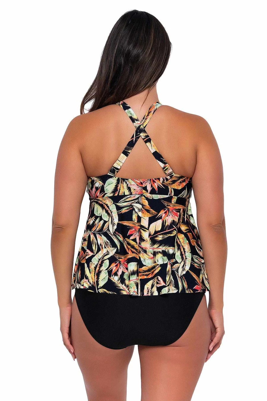 Alpine Butterfly Swim Women's Vintage Sunset Escape Marin Tankini Top - Retro Beachwear Swimwear