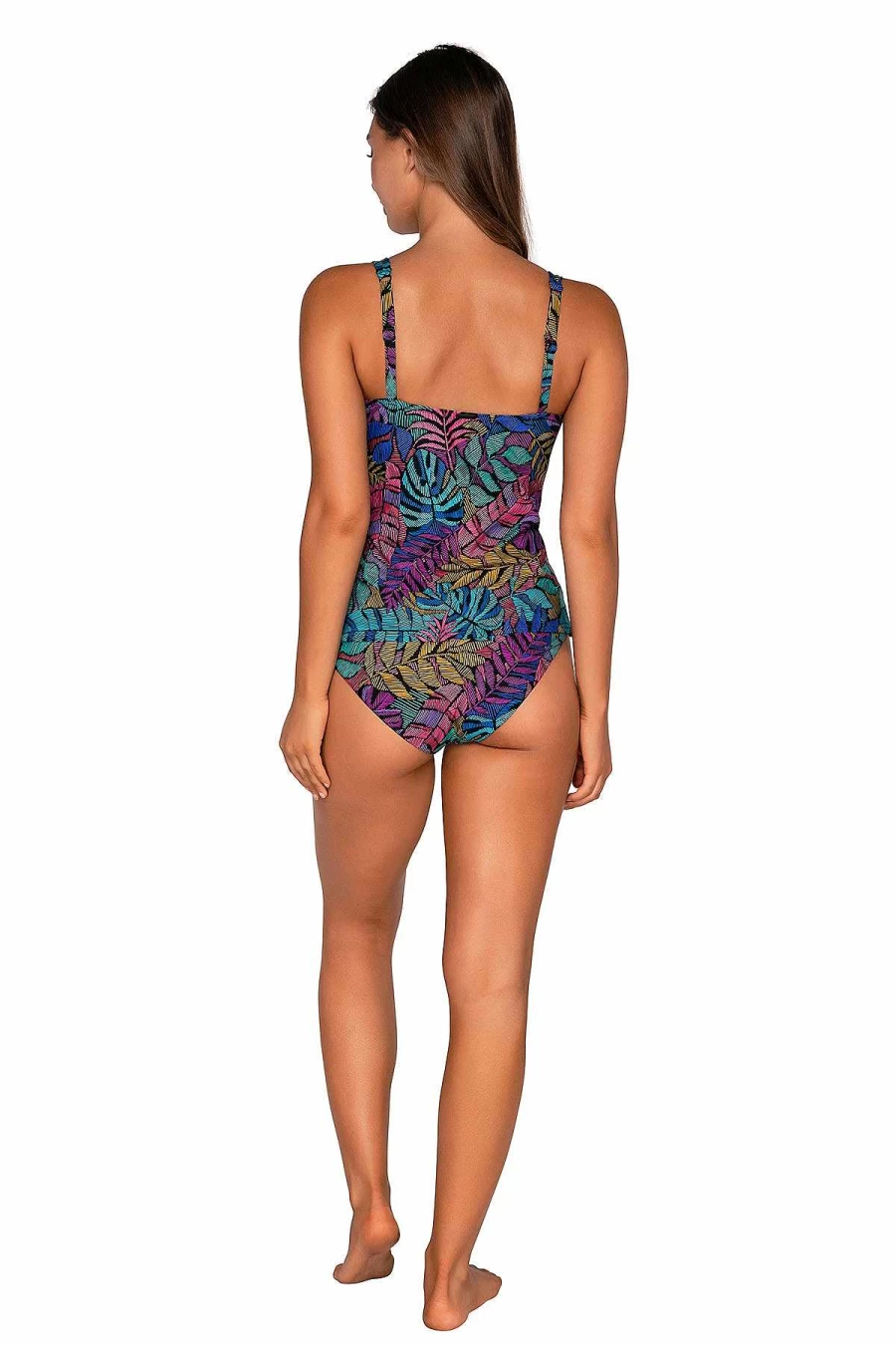Alpine Butterfly Swim Women's Taylor Tankini Top with Sunset Panama Palms Print