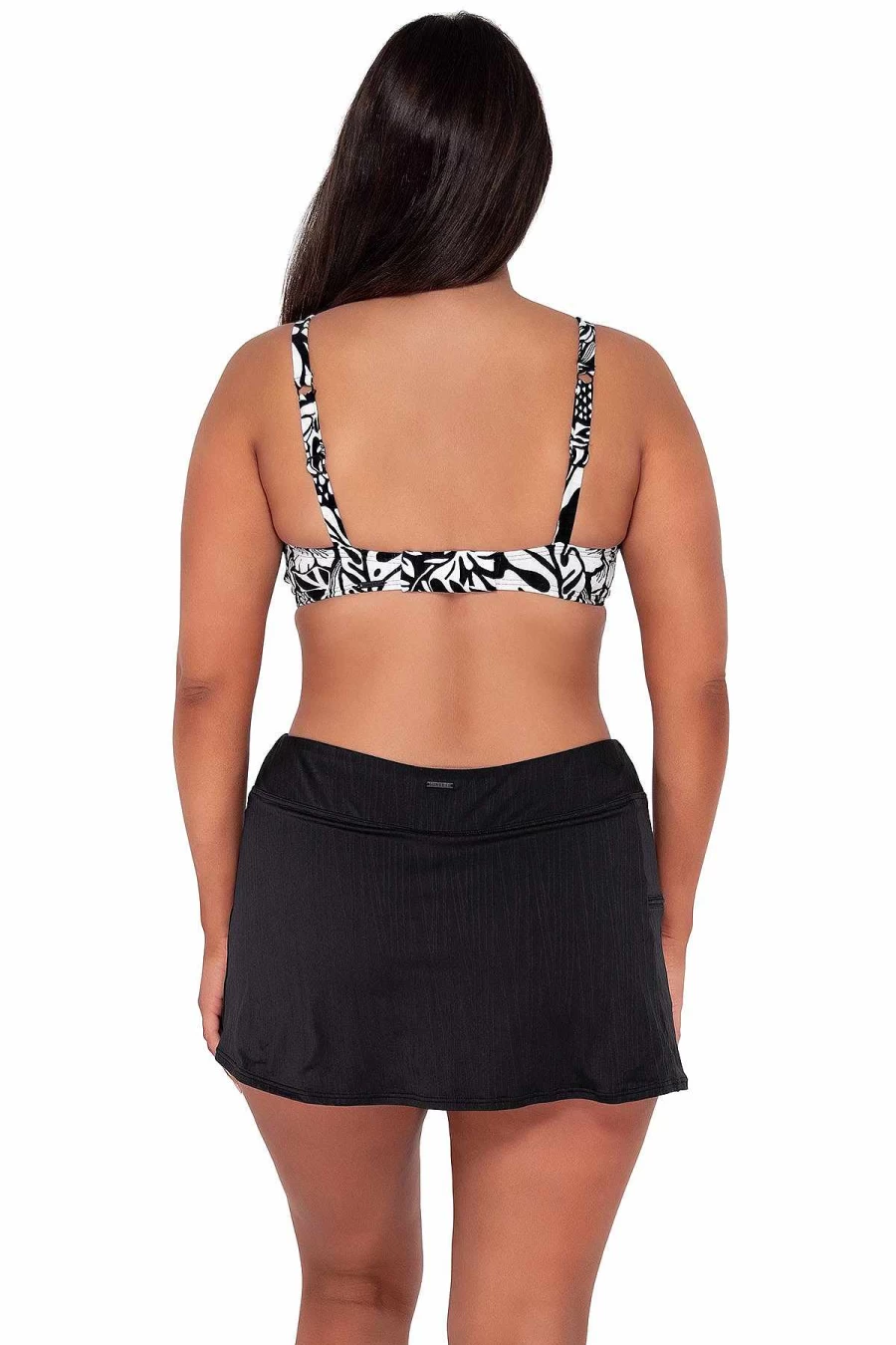 "Alpine Butterfly Swim Women's Kauai Keyhole Top - Caribbean Seagrass Texture Sunset Design"