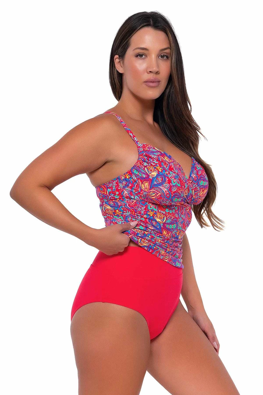 Alpine Butterfly Swim Women's Paisley Print Serena Tankini Top for Sunset Beachwear