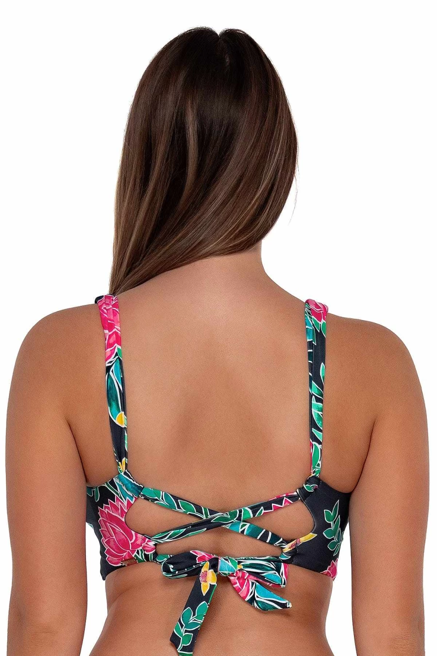 "Alpine Butterfly Swim Women's Elsie Top - Twilight Blooms Sunset Print"