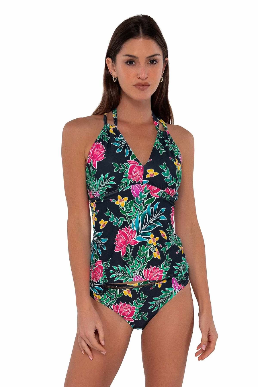 Alpine Butterfly Swim Women's Mia Tankini Top - Floral Sunset Print Swimwear for Beach & Pool