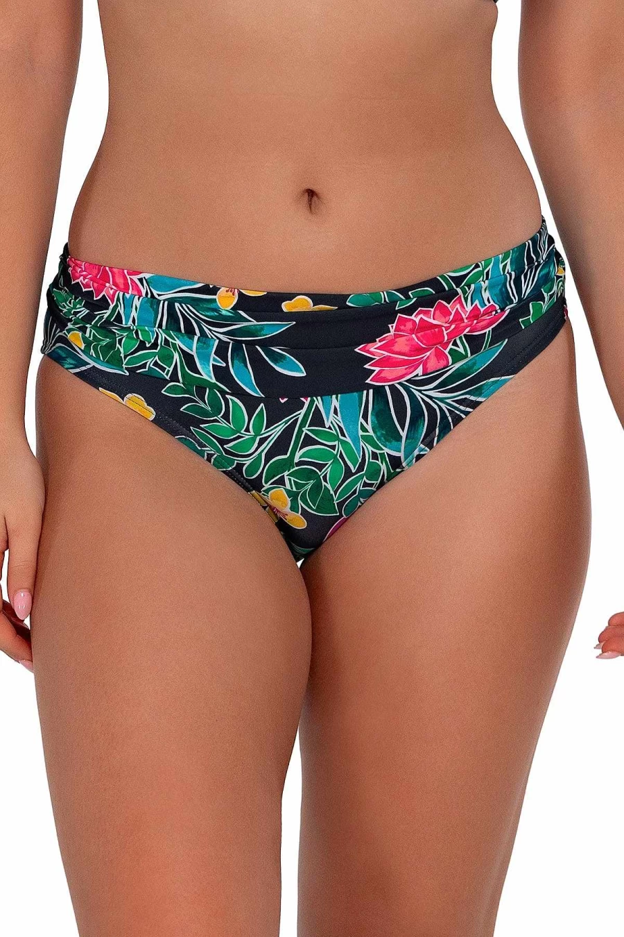 "Alpine Butterfly Swim Women's Sunset Twilight Blooms High-Waisted Bikini Bottom"