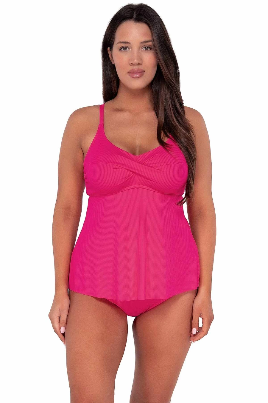 "Alpine Butterfly Swim Women's Sunset Escape Begonia Sandbar Ribbed Tori Tankini Top"