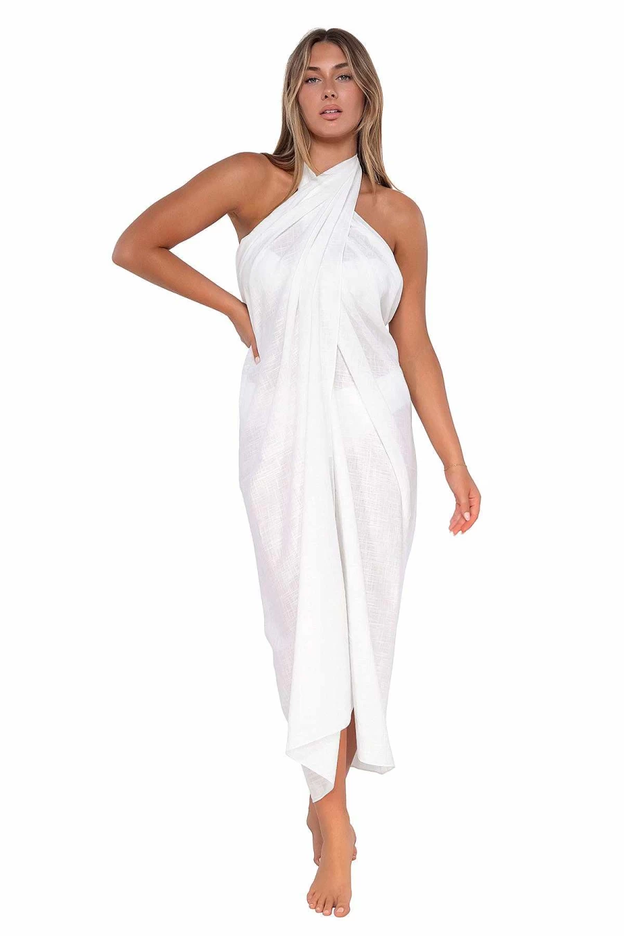 Alpine Butterfly Swim Women's White Lily Sunset Paradise Beach Pareo Wrap