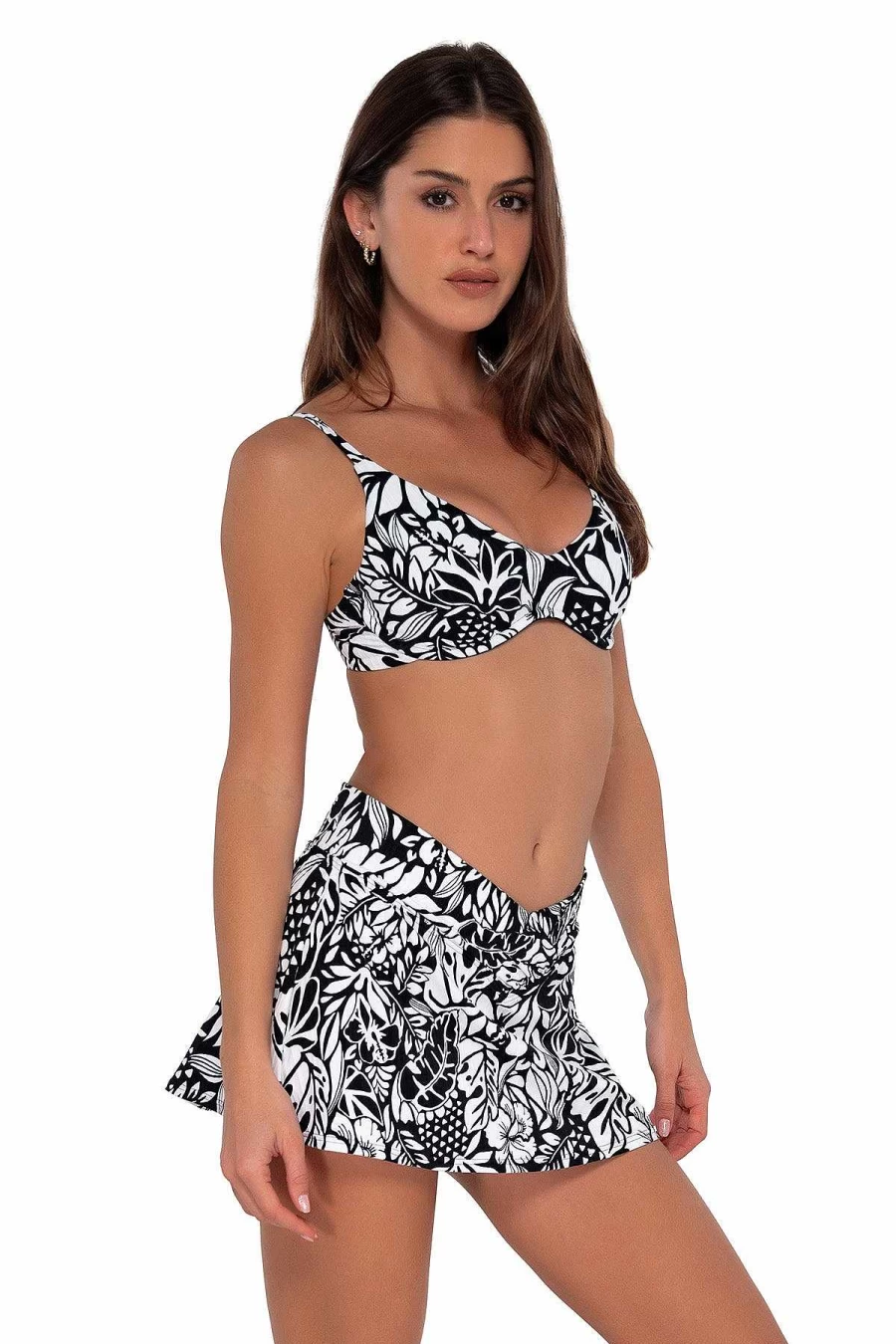 Alpine Butterfly Swim Women's Caribbean Seagrass Print High Waisted Swim Skirt for Summer Beach Vacations
