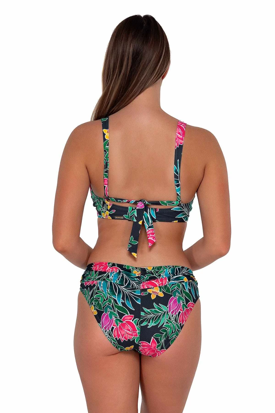 "Alpine Butterfly Swim Women's Sunset Twilight Blooms High-Waisted Bikini Bottom"