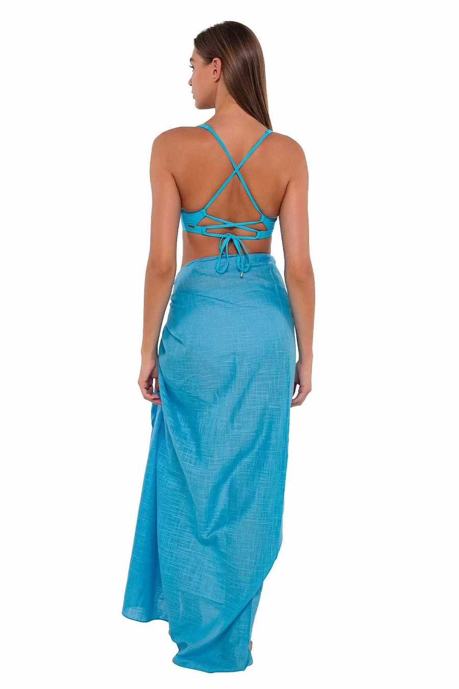 "Alpine Butterfly Swim Women's Blue Sunset Paradise Pareo - Tropical Beach Cover-Up"