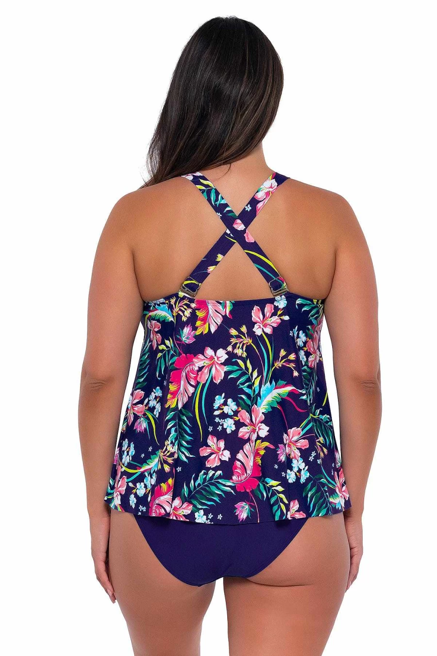 Alpine Butterfly Swim Women's Sadie Tankini Top - Sunset Escape Island Getaway Swimwear