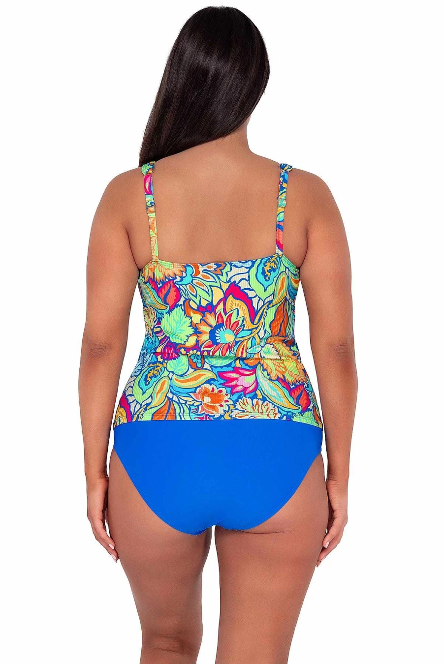 Alpine Butterfly Swim Women's Fiji Sandbar Rib Emerson Tankini Top - Sunset Escape Design