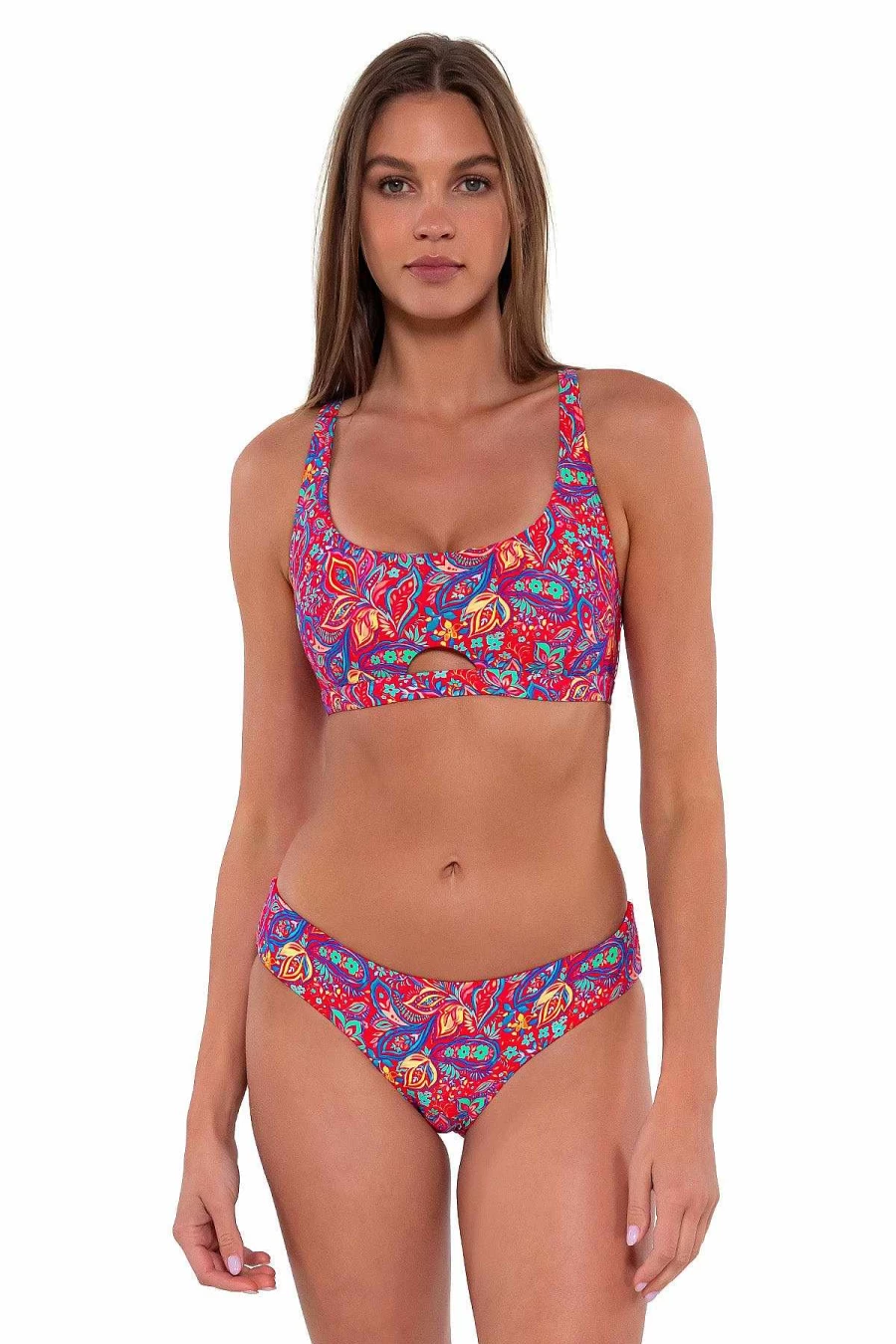 Alpine Butterfly Swim Women's Rue Paisley Brandi Bralette Top - Floral Lace Bralette for Summer Beachwear