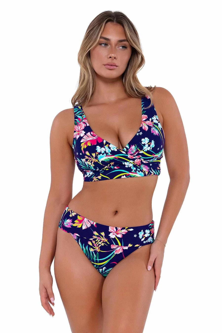 "Alpine Butterfly Swim Women's Elsie Top - Tropical Sunset Island Getaway Blouse"