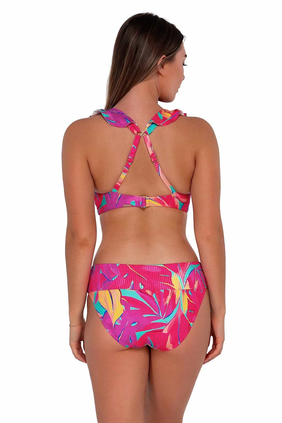 Alpine Butterfly Swim Women's Wireless Ribbed Willa Top - Sunsets Oasis Sandbar Design