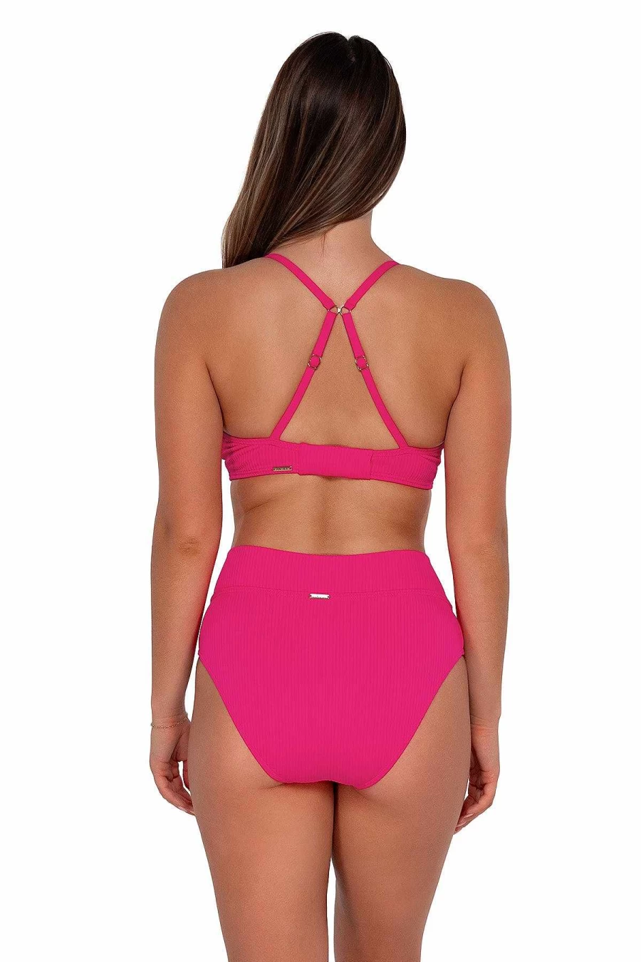 "Alpine Butterfly Swim Women's Summer Lovin' V-Front Bottom - Sunsets Begonia Sandbar Rib Swimwear"