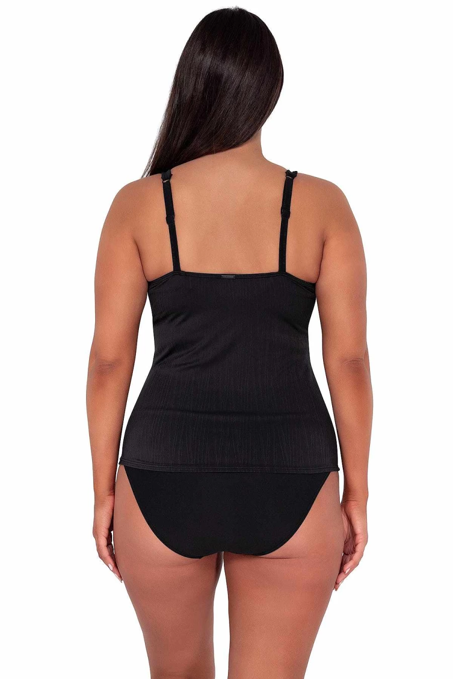 Alpine Butterfly Swim Women's Black Seagrass Texture Taylor Tankini Top for Sunset Beachwear