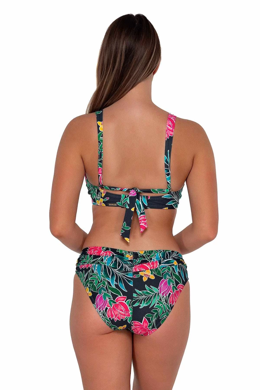 "Alpine Butterfly Swim Women's Sunset Twilight Blooms High-Waisted Bikini Bottom"