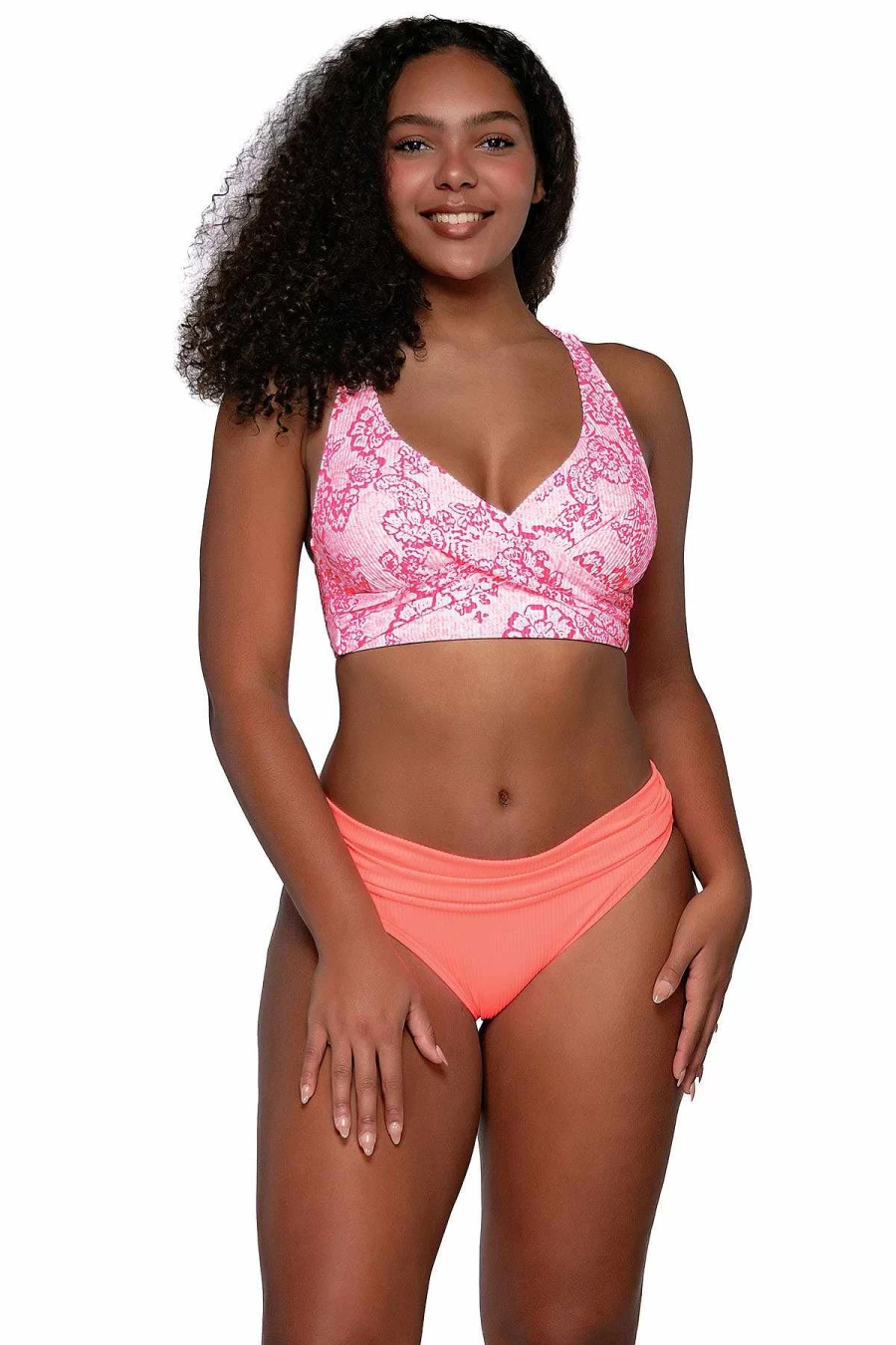 Alpine Butterfly Swim Women's Elsie Top - Coral Cove Sunset Print Beachwear