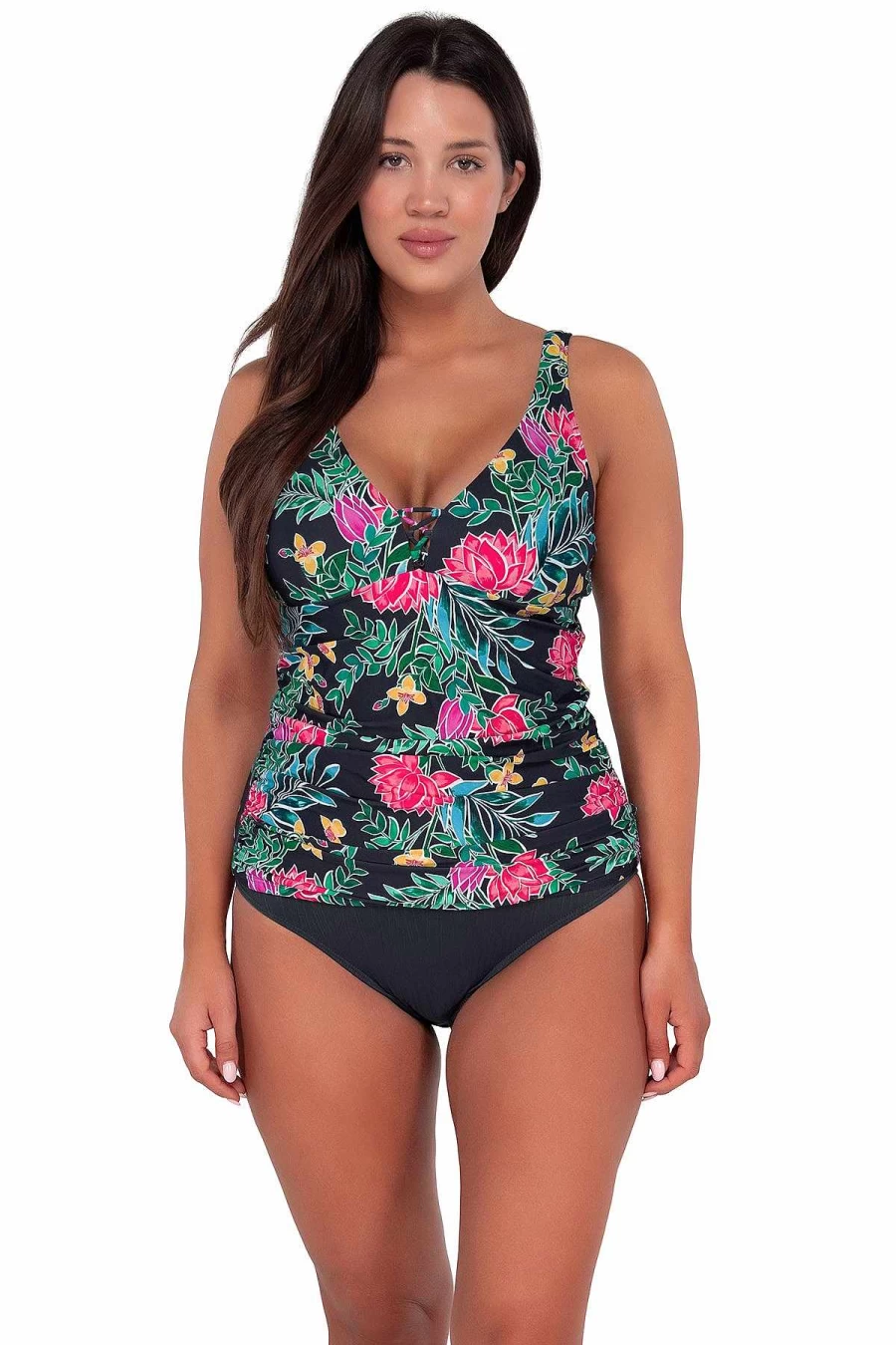 "Alpine Butterfly Swim Women's Emerson Tankini Top - Twilight Blooms Sunset Escape Swimwear"