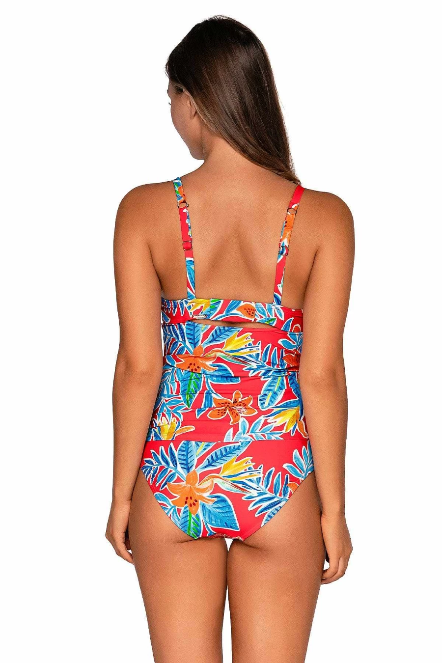 Alpine Butterfly Swim Women's Tiger Lily Serena Tankini Top - Floral Sunset Print Swimwear