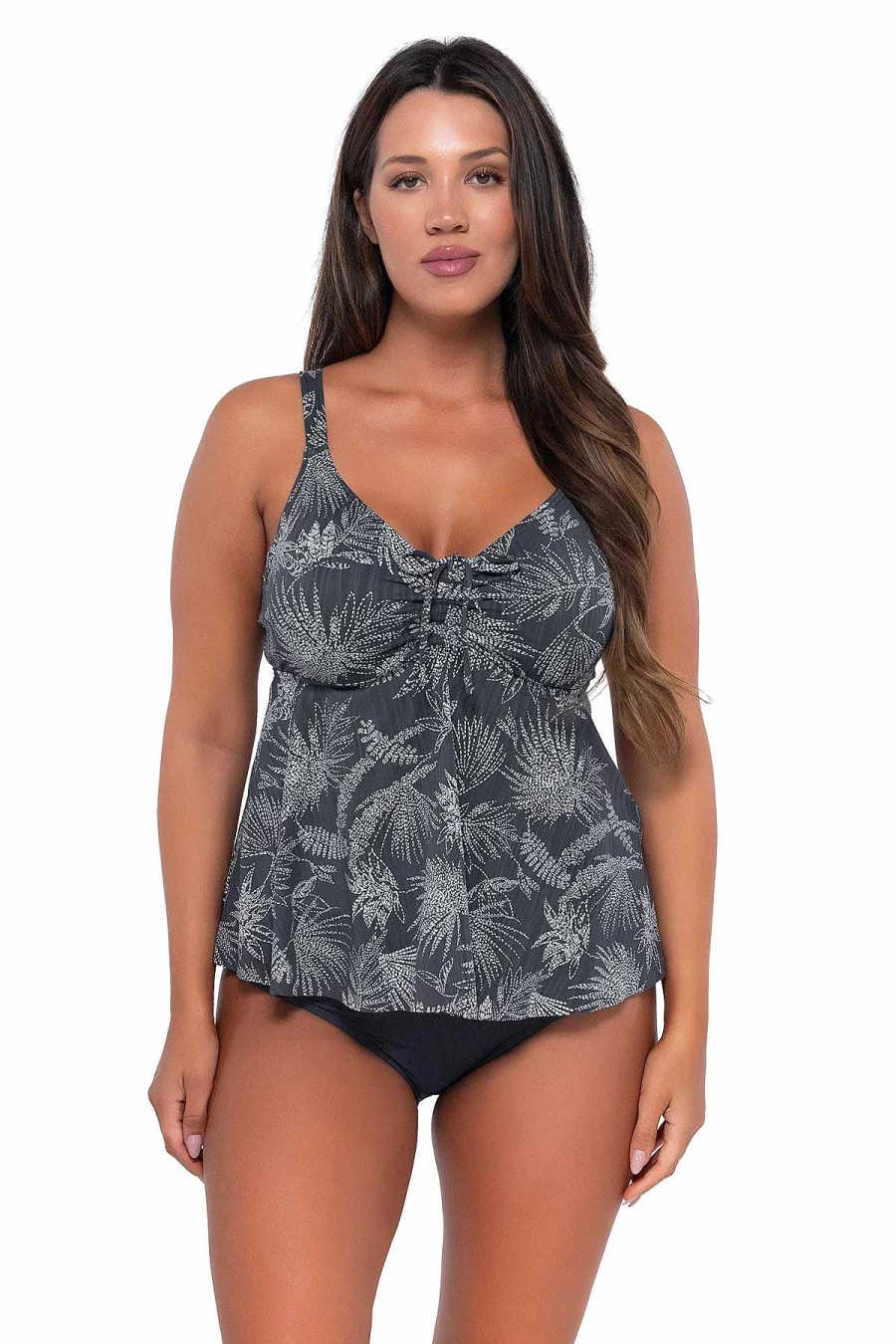 Alpine Butterfly Swim Women's Seagrass Texture Marin Tankini Top - Sunset Escape Fanfare Design