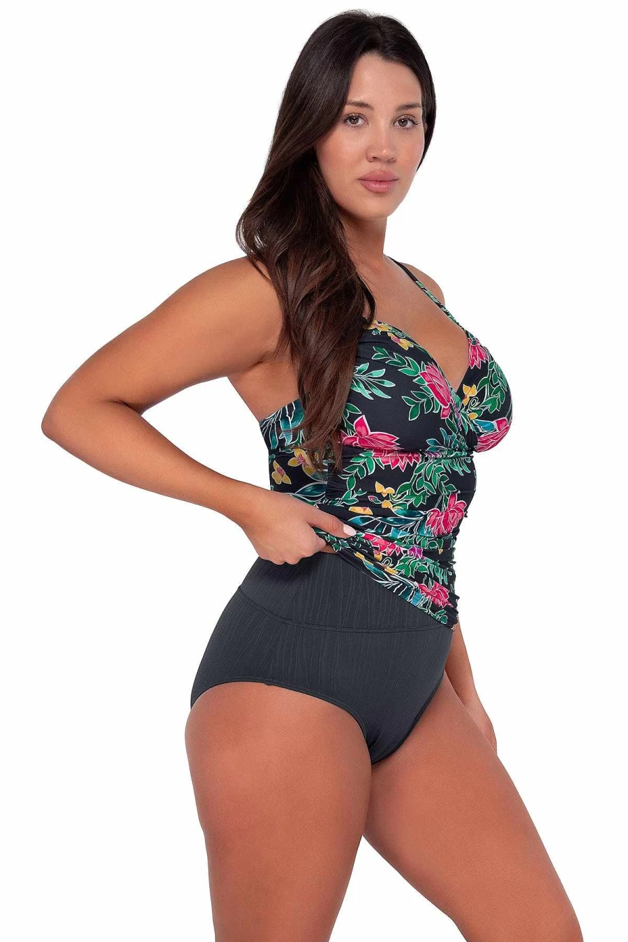 Alpine Butterfly Swim Women's Serena Tankini Top - Floral Sunset Print Swimwear for Beach & Pool
