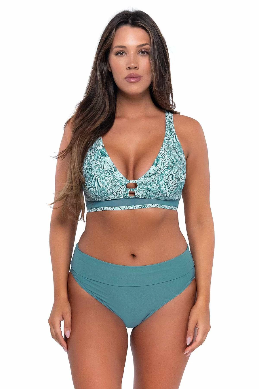"Alpine Butterfly Swim Women's Danica Top - Sunset By The Sea Print Beachwear"