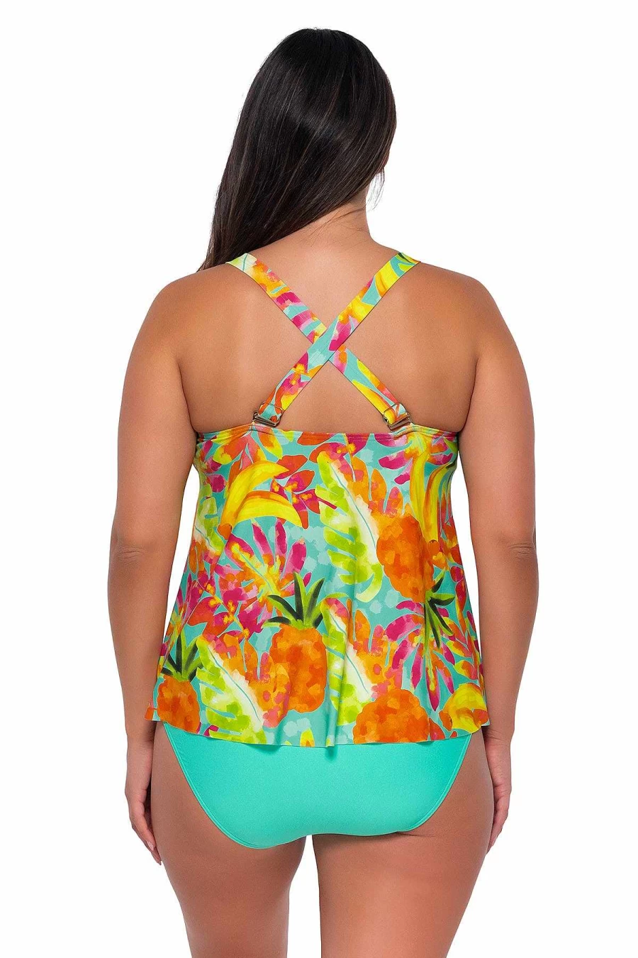Alpine Butterfly Swim Women's Tropical Sunset Sadie Tankini Top - Lush Luau Print Beachwear