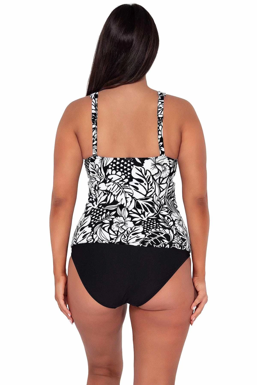 Alpine Butterfly Swim Women's Caribbean Seagrass Texture Elsie Tankini Top with Sunset Design