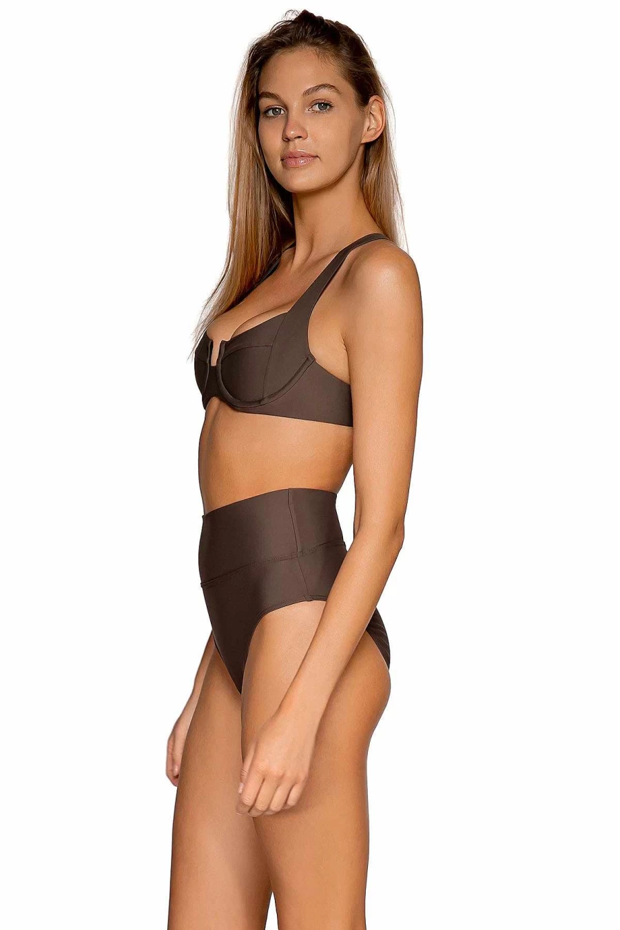 Alpine Butterfly Swim Women's High Waist Bikini Bottom - Kona Hannah Sunset Print