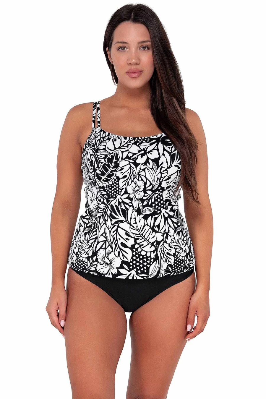 Alpine Butterfly Swim Women's Taylor Tankini Top with Caribbean Seagrass Sunset Texture