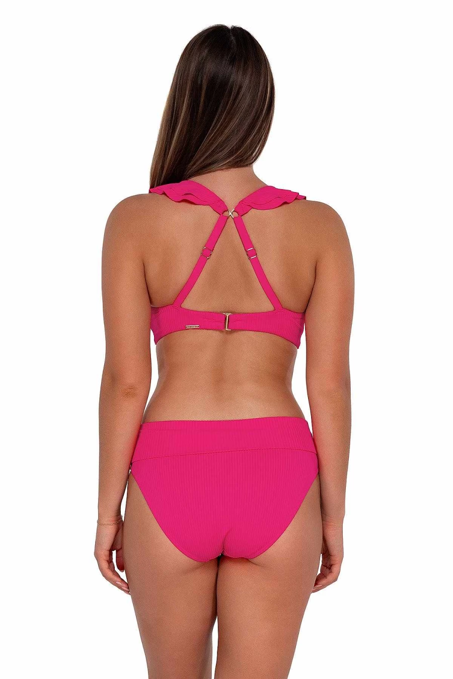 Alpine Butterfly Swim Women's Wireless Willa Top - Sunsets Begonia Sandbar Rib Design