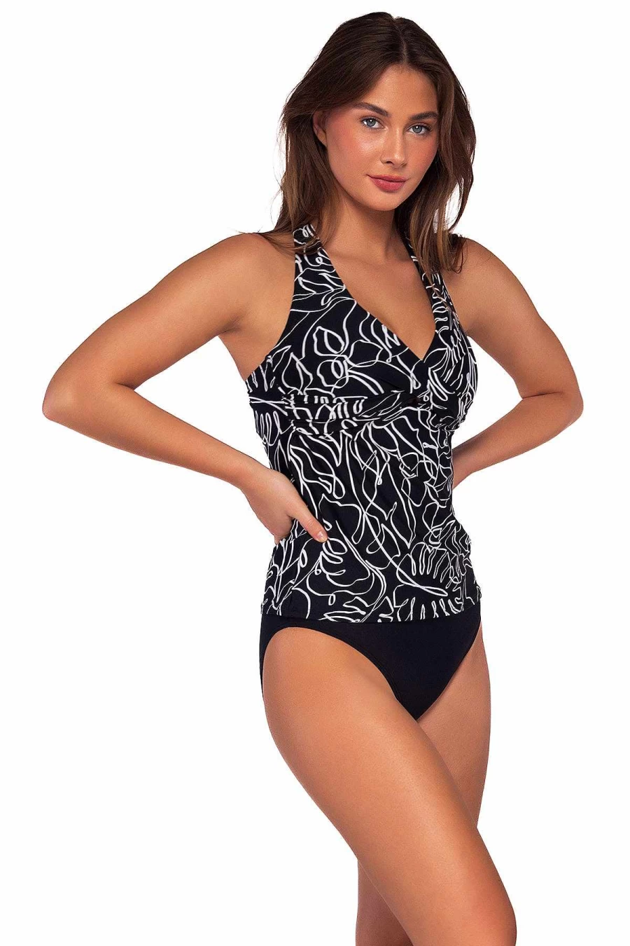 Alpine Butterfly Swim Women's Elsie Tankini Top - Floral Sunset Print Swimwear for Women