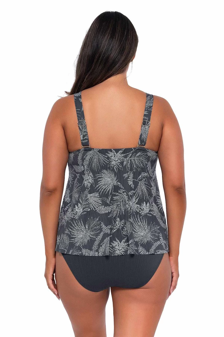 Alpine Butterfly Swim Women's Sadie Tankini Top with Seagrass Texture - Sunset Escape Design