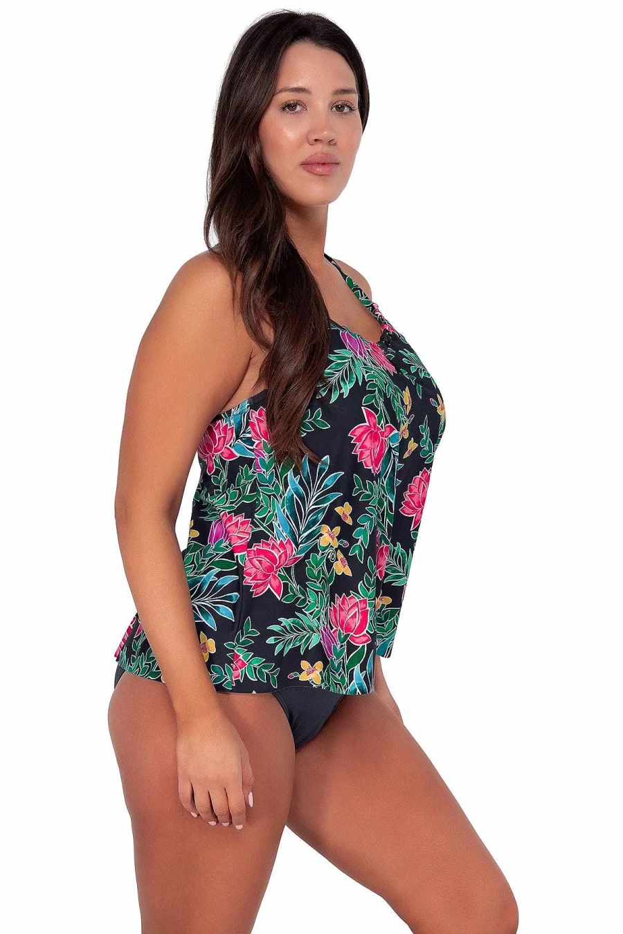 "Alpine Butterfly Swim Women's Sadie Tankini Top - Twilight Blooms Sunset Escape Swimwear"