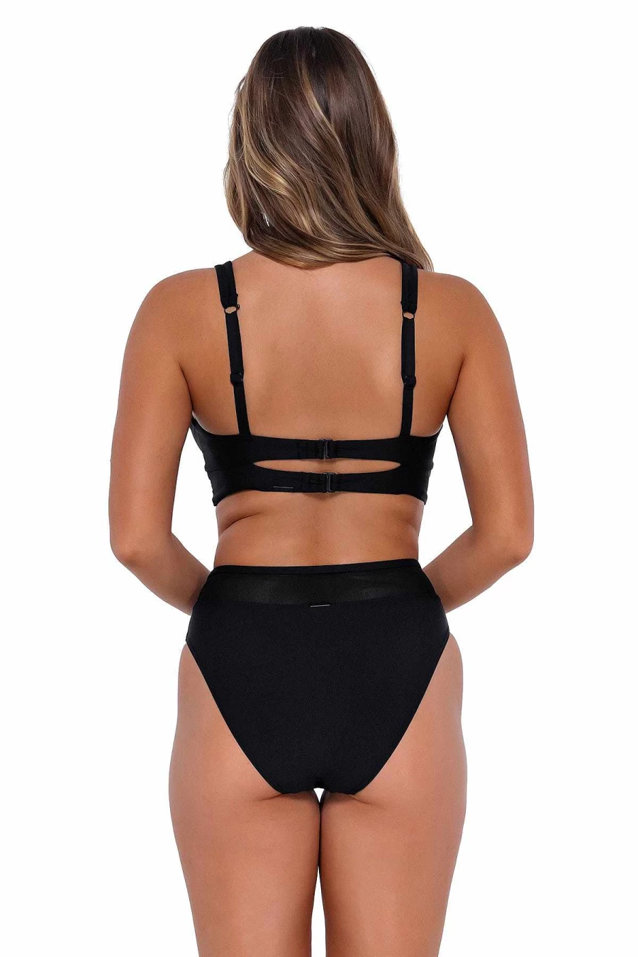 Alpine Butterfly Swim Women's High Waist Bikini Bottom - Sunsets Black Annie Style for Beach & Pool