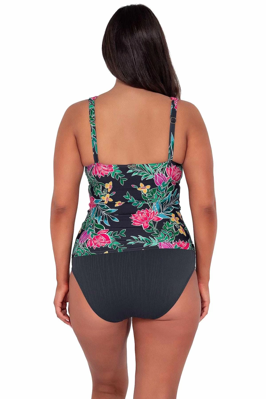 Alpine Butterfly Swim Women's Elsie Tankini Top - Floral Sunset Twilight Blooms Design for Beach & Pool