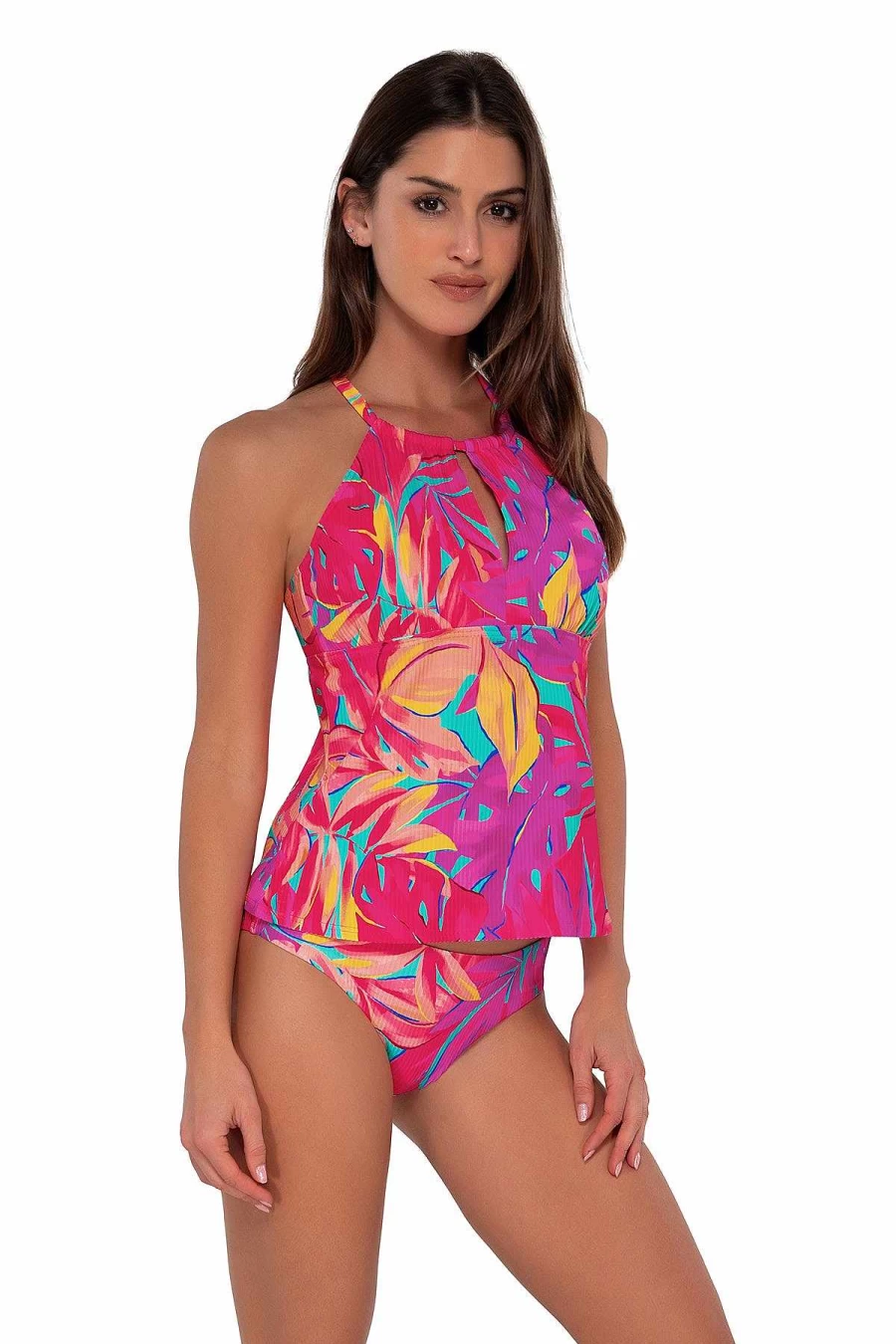 Alpine Butterfly Swim Women's Mia Tankini Top - Sunset Oasis Sandbar Ribbed Bikini