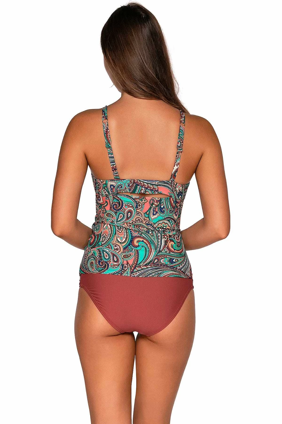 Alpine Butterfly Swim Women's Andalusia Serena Tankini Top - Sunset Print Swimwear for Women