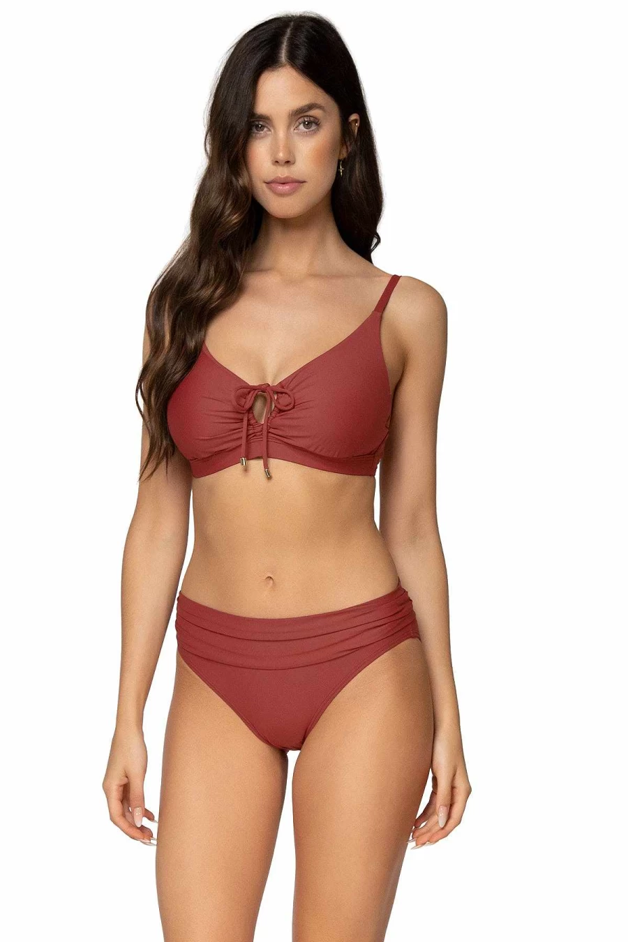 Alpine Butterfly Swim Women's Tuscan Red Sunset Keyhole Top | Kauai Inspired Beachwear