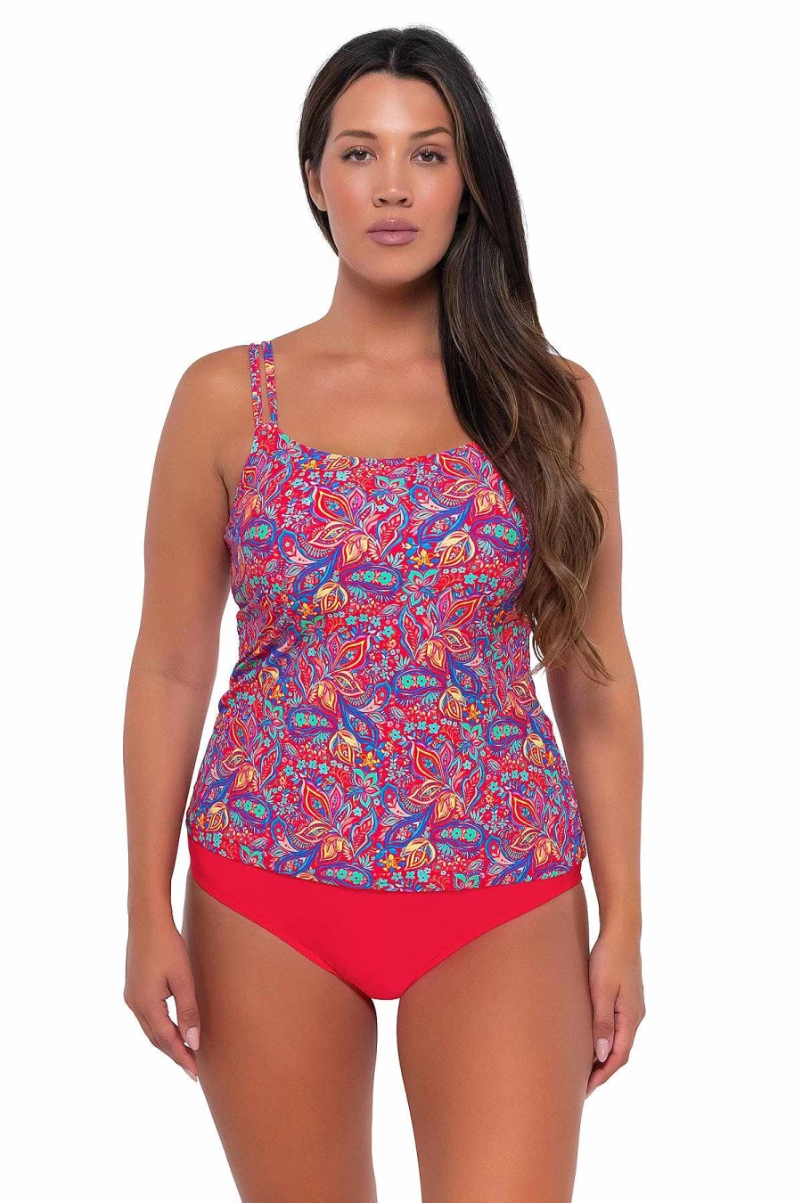 Alpine Butterfly Swim Women's Paisley Print Taylor Tankini Top for Sunset Beachwear